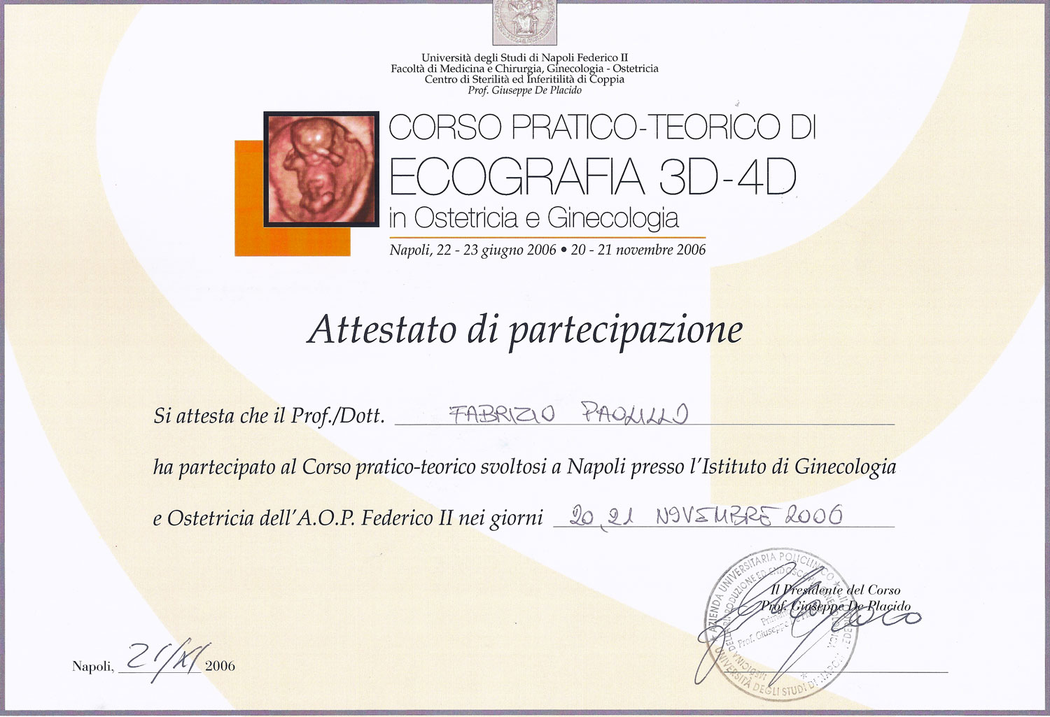Corso Pratico Teorico di Ecografia 3D - 4D in Ostetricia e Ginecologia